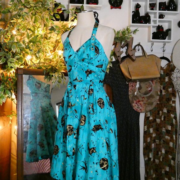 Trashy Diva 1950s Style MARILYN PARADE SWING DRESS - ASTROLOGY PRINT Sz 2 - Picture 5 of 12
